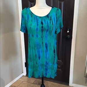 Pure Intent Blue Green Dye Asymmetrical Tshirt
